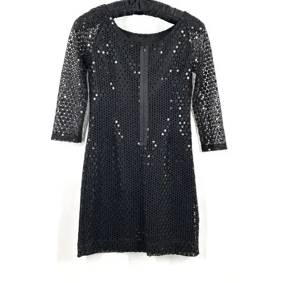 NWOT Designer Lily Pulitzer Black Sequin Aaliyah Dress Size 4 - Picture 2 of 16
